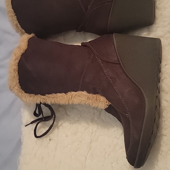 Route 66 suede n fur wedge boots 9 - Picture 8 of 12